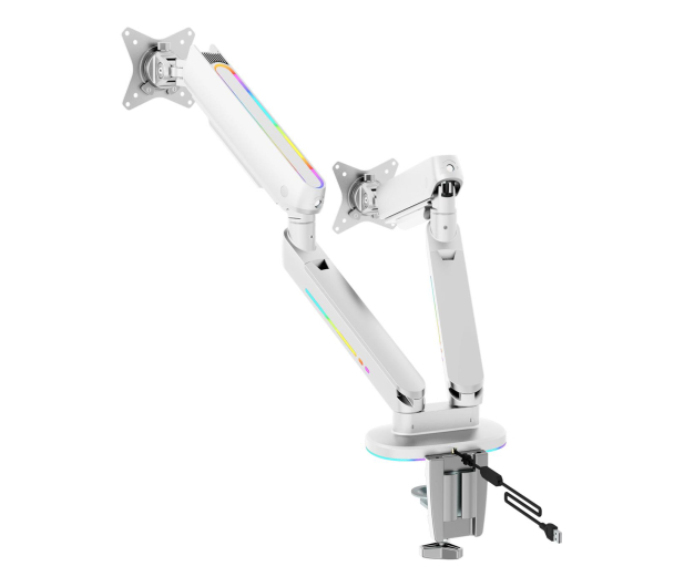 Deltaco Podwójny uchwyt GAM-135-W RGB - Biały - 1115379 - zdjęcie 4